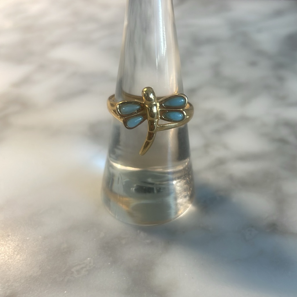 Larimar Butterfly Ring 18kt Over Sterling Silver Ring In Size 7